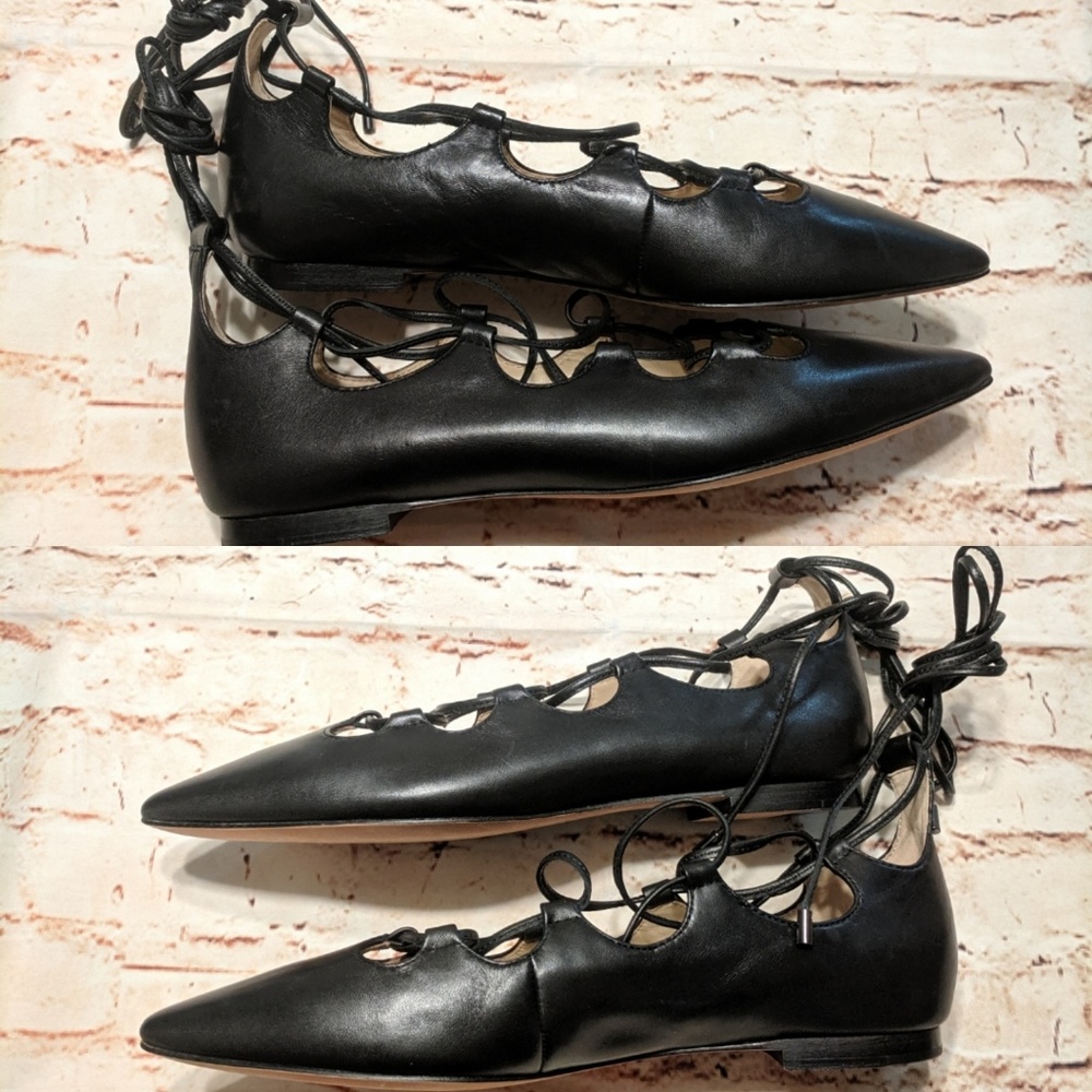 🎉 SALE NWOB Coach Lace up Justine Pointed Flats - Picture 8 of 8
